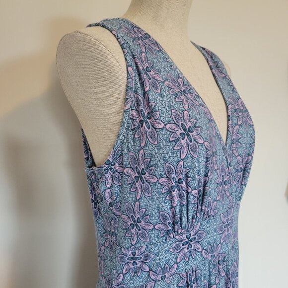 Loveappella Jesa Maxi Dress - Blue & Pink Floral Soft Knit - Size Large - Picture 3 of 8